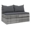 vidaXL Loungesofa Garten-Mittelsofas mit Kissen 2 Stk. Grau Poly Rattan Bild 2