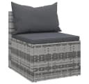 vidaXL Loungesofa Garten-Mittelsofas mit Kissen 2 Stk. Grau Poly Rattan Bild 3