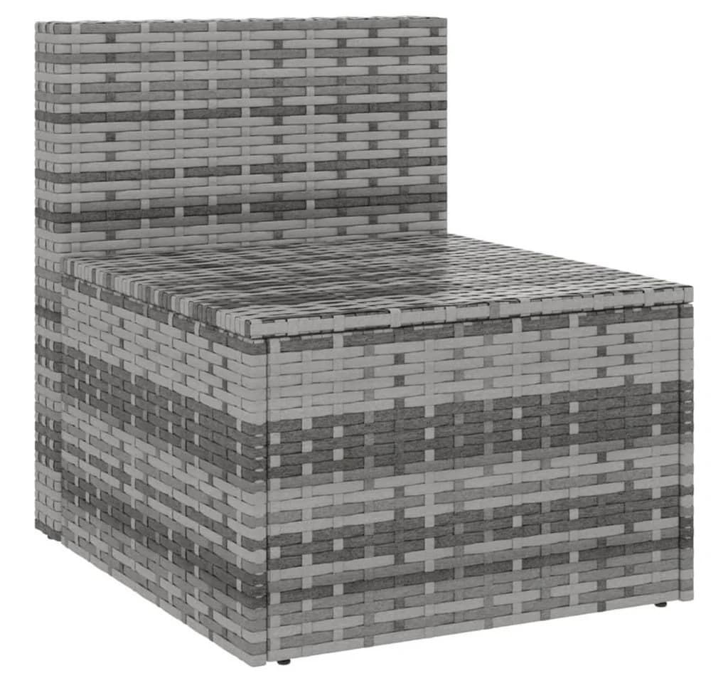 vidaXL Loungesofa Garten-Mittelsofas mit Kissen 2 Stk. Grau Poly Rattan - Bild 4