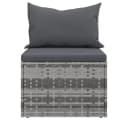 vidaXL Loungesofa Garten-Mittelsofas mit Kissen 2 Stk. Grau Poly Rattan Bild 5