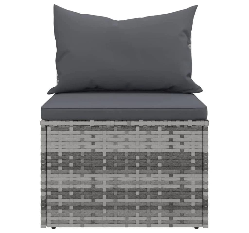 vidaXL Loungesofa Garten-Mittelsofas mit Kissen 2 Stk. Grau Poly Rattan - Bild 5