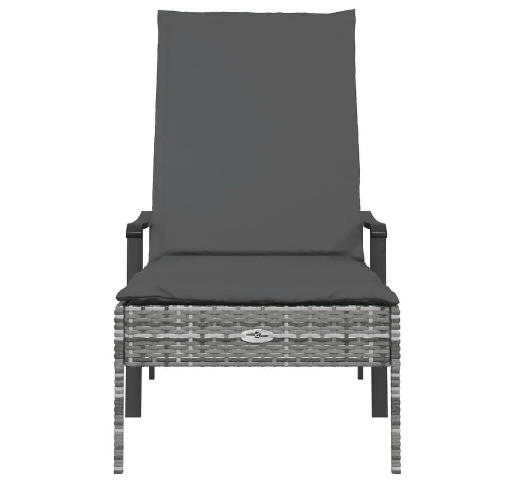 vidaXL Sonnenliege Grau Poly Rattan mit verstellbarer Rückenlehne - Bild 3