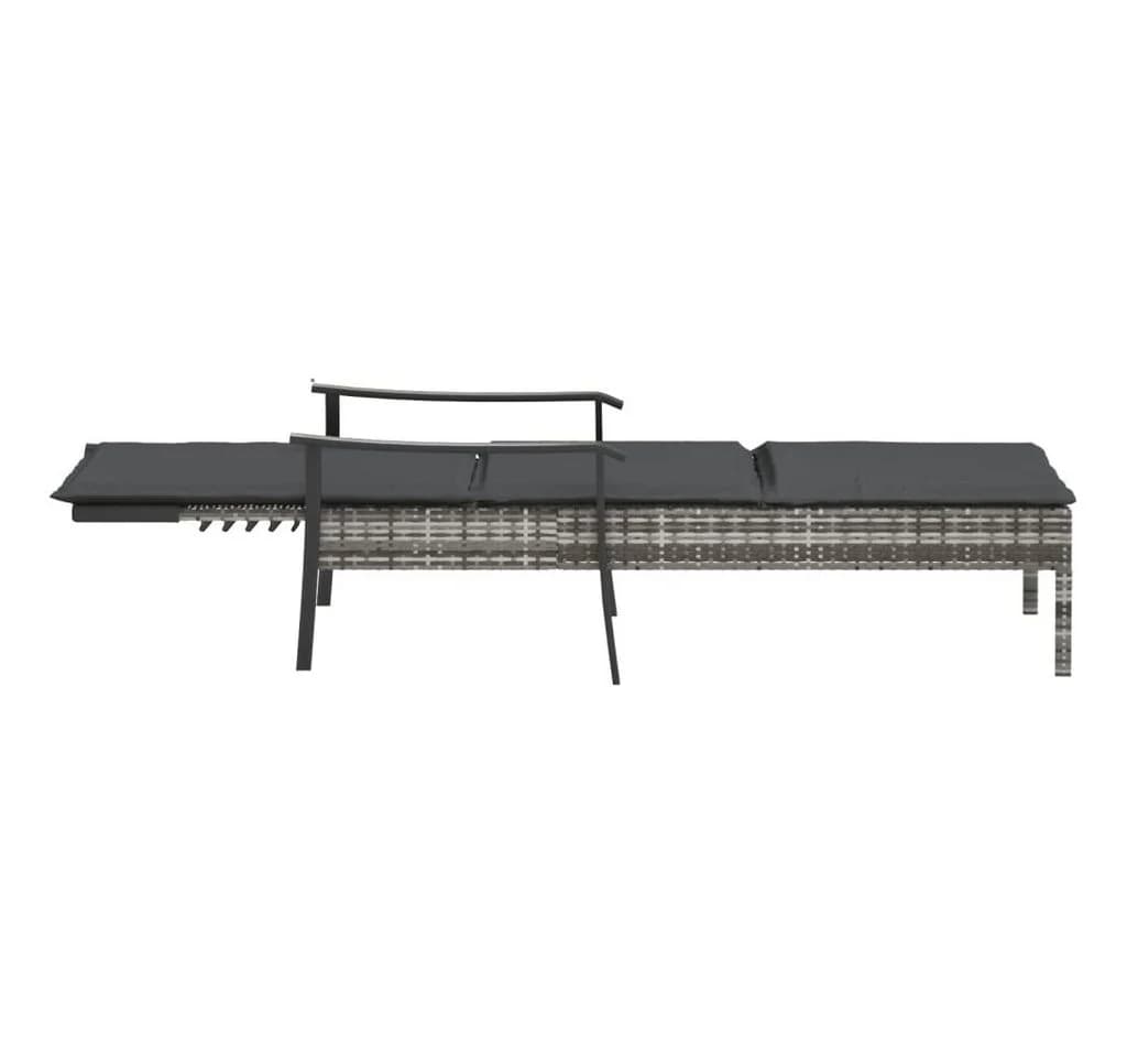 vidaXL Sonnenliege Grau Poly Rattan mit verstellbarer Rückenlehne - Bild 5
