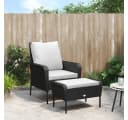 vidaXL Gartenstuhl mit Fußhocker Schwarz Poly Rattan Bild 1