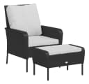 vidaXL Gartenstuhl mit Fußhocker Schwarz Poly Rattan Bild 2