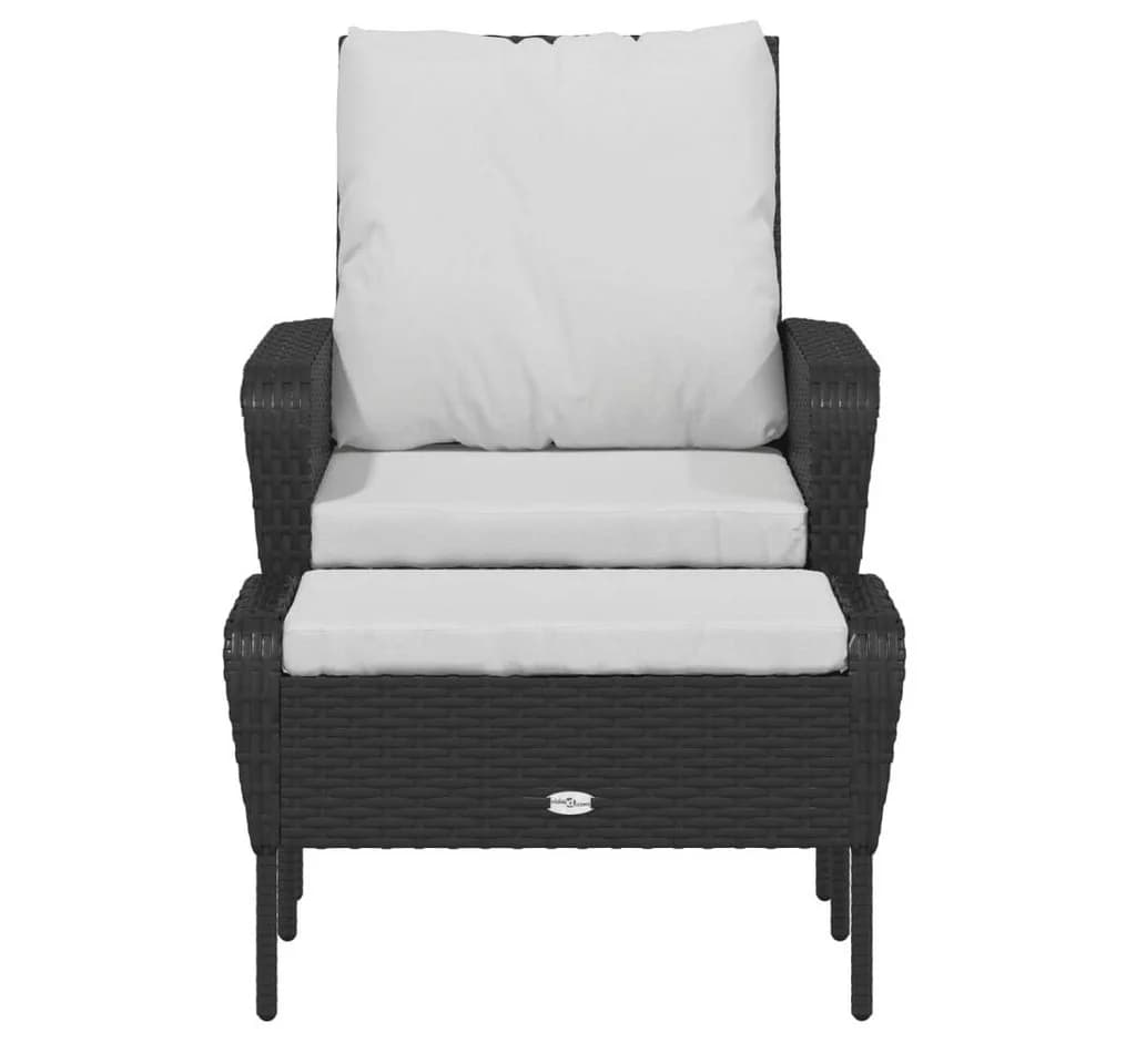 vidaXL Gartenstuhl mit Fußhocker Schwarz Poly Rattan - Bild 3