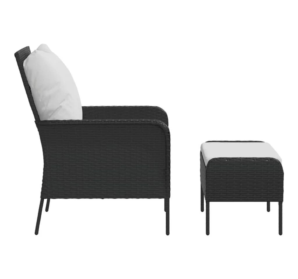 vidaXL Gartenstuhl mit Fußhocker Schwarz Poly Rattan - Bild 4