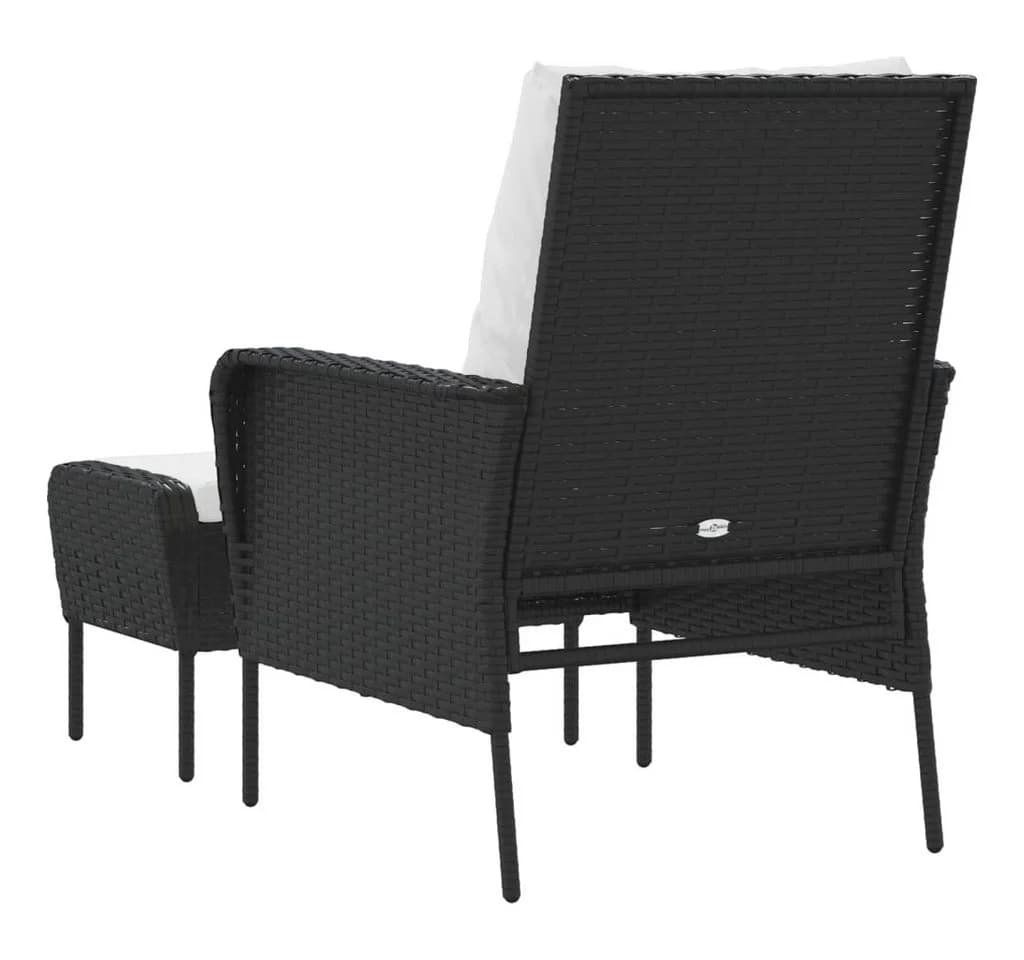 vidaXL Gartenstuhl mit Fußhocker Schwarz Poly Rattan - Bild 5