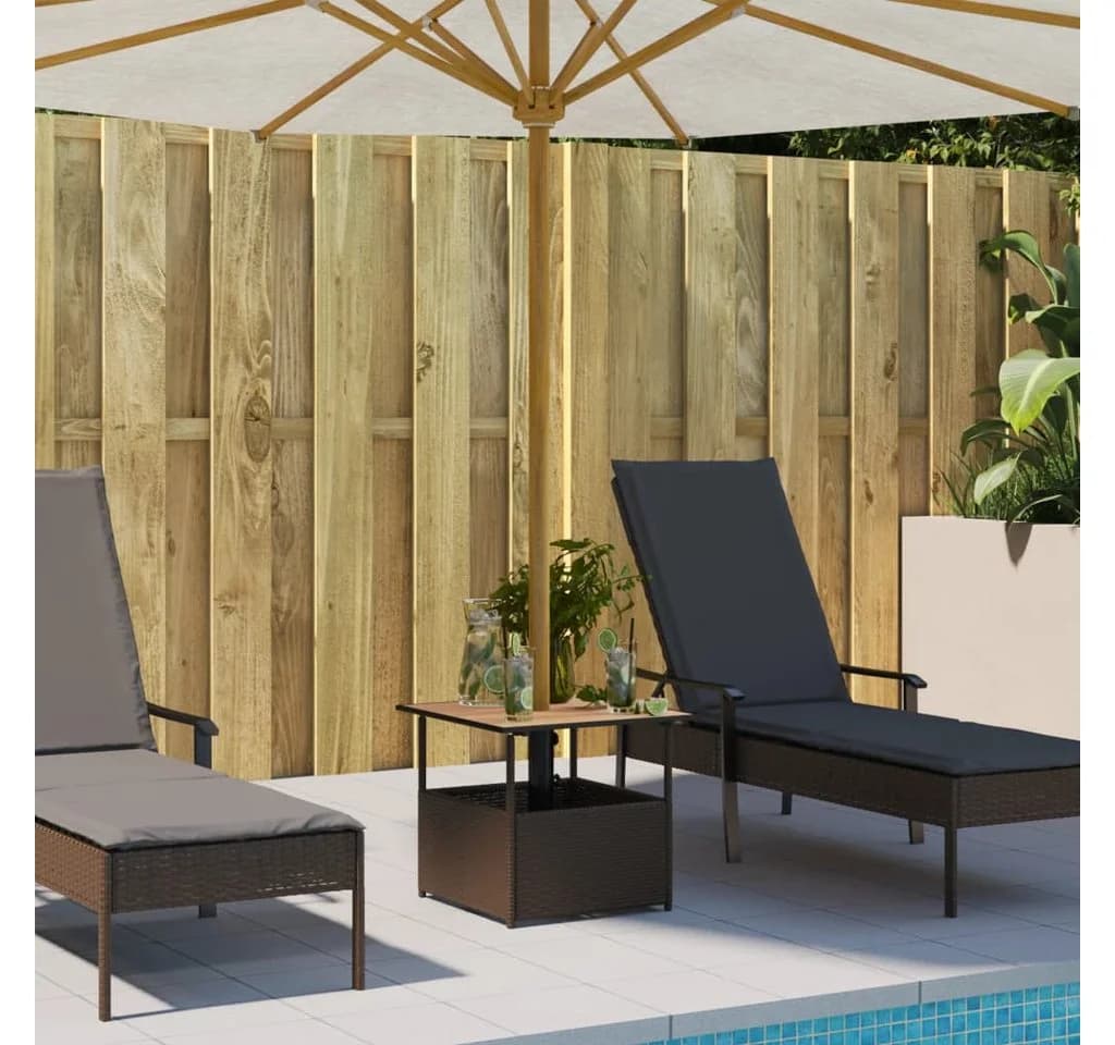 vidaXL Gartentisch mit Schirmloch Braun Poly Rattan - Bild 3