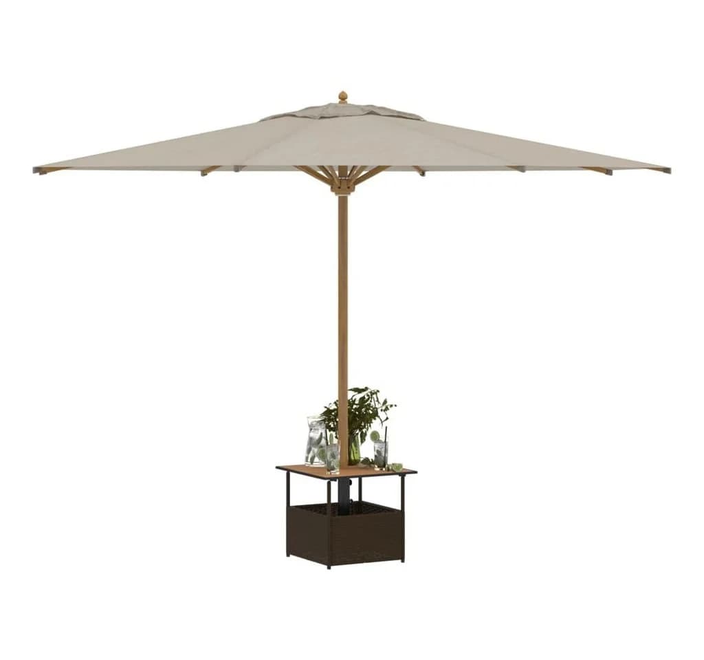 vidaXL Gartentisch mit Schirmloch Braun Poly Rattan - Bild 4