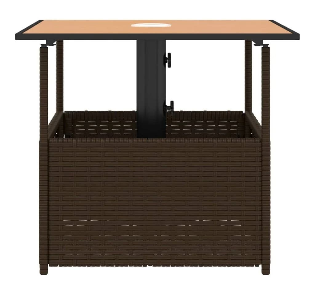 vidaXL Gartentisch mit Schirmloch Braun Poly Rattan - Bild 5