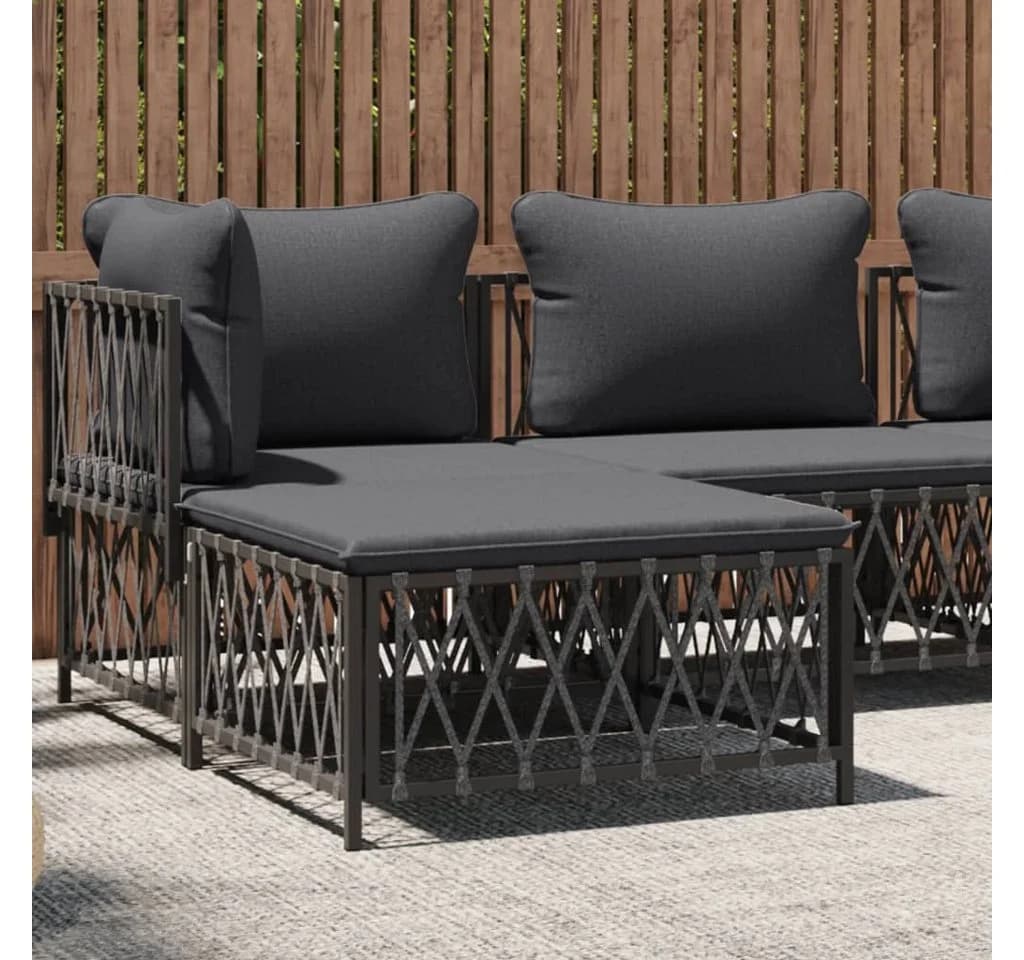 vidaXL Gartenhocker mit Kissen Anthrazit Gewebe