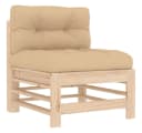 vidaXL Mittelsofa mit Kissen Massivholz Kiefer Beige Bild 2