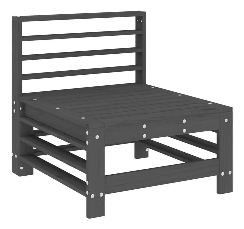 vidaXL Garten-Mittelsofa Grau Massivholz Kiefer - Bild 3