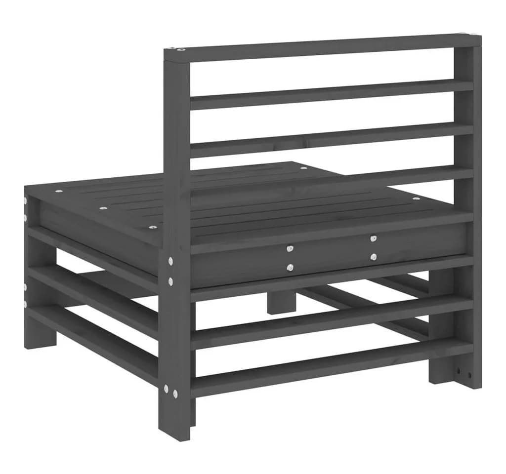 vidaXL Garten-Mittelsofa Grau Massivholz Kiefer - Bild 5