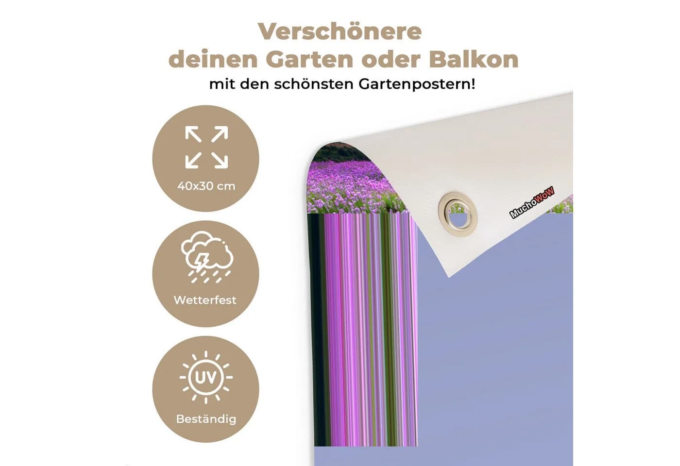 OnlyWow Gartenposter Lavendel Lila Blumen PVC 40x30 cm - Bild 3