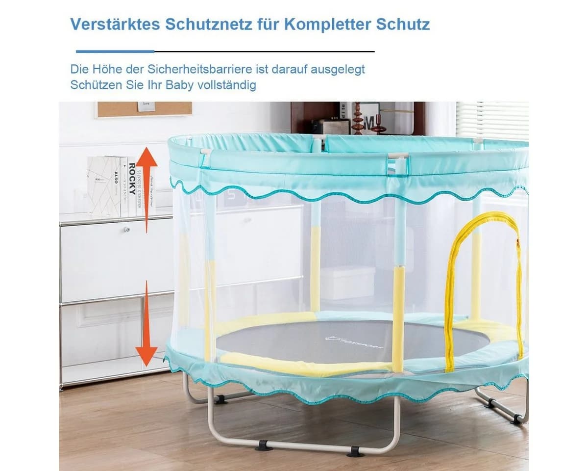 FOXSPORT Kindertrampolin mit Sicherheitsnetz Blau 150 kg - Bild 4