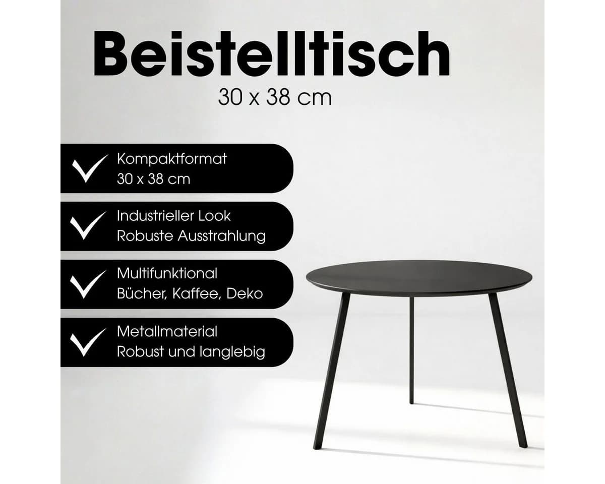 Mica Decorations Seattle Beistelltisch Schwarz Industrieller Look