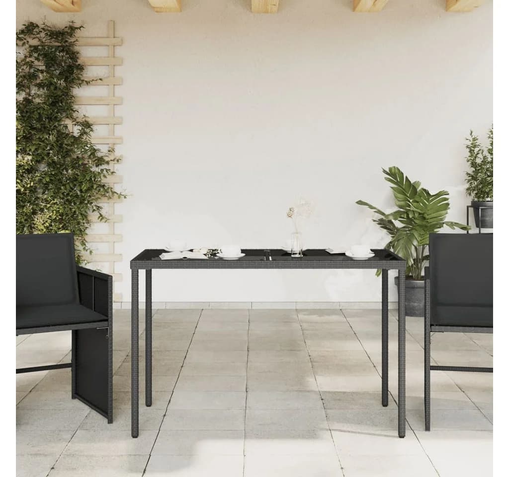 vidaXL Gartentisch mit Glasplatte Schwarz Polyrattan - Bild 3