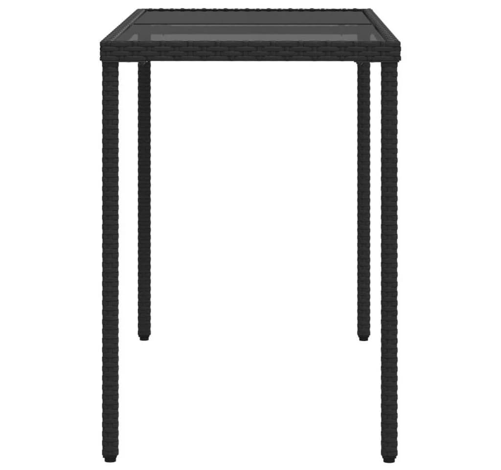 vidaXL Gartentisch mit Glasplatte Schwarz Polyrattan - Bild 5