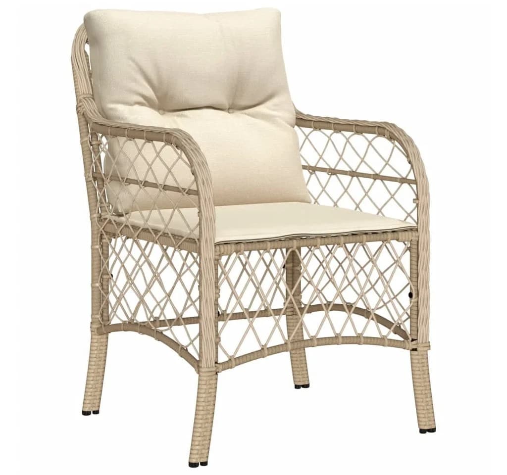vidaXL Gartenstuhl-Set 2-tlg. Beige Poly Rattan mit Kissen - Bild 4