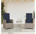 vidaXL Gartenstuhl 2er-Set Grau mit Kissen Verstellbar Poly Rattan Bild 1