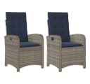 vidaXL Gartenstuhl 2er-Set Grau mit Kissen Verstellbar Poly Rattan Bild 2
