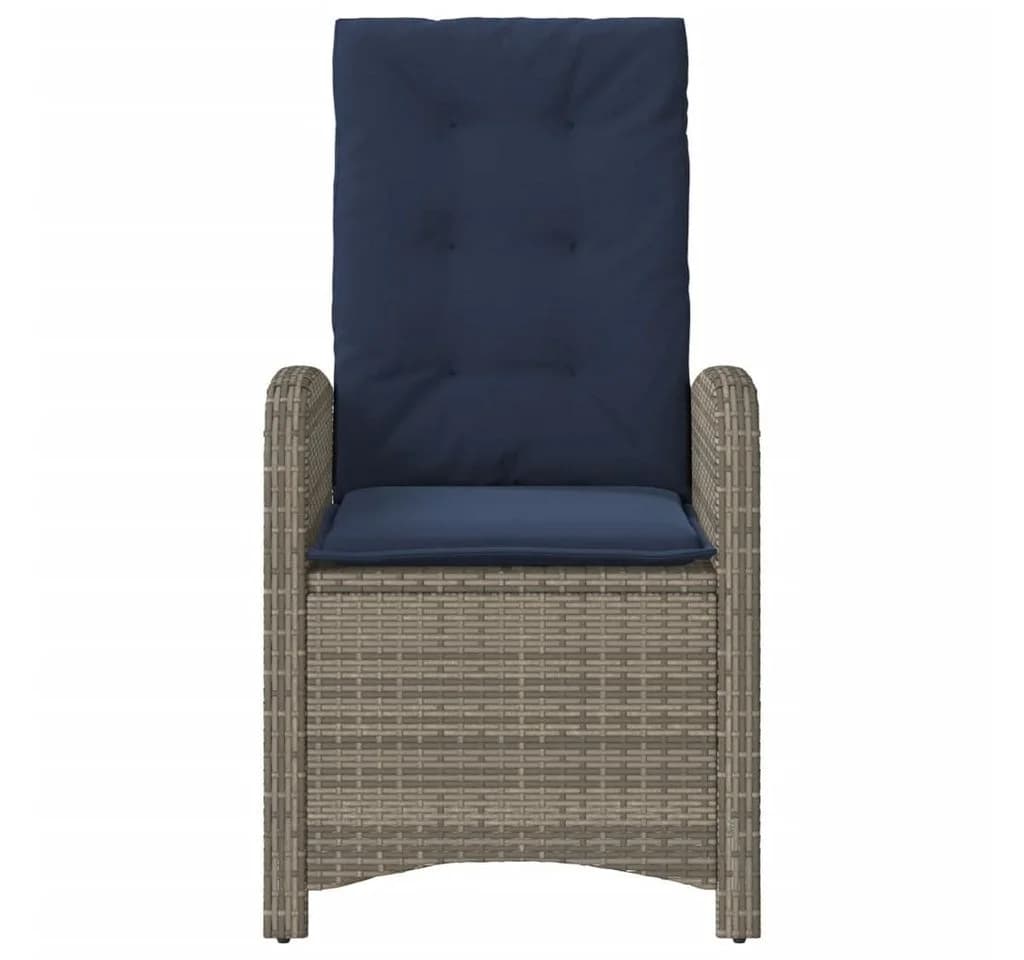 vidaXL Gartenstuhl 2er-Set Grau mit Kissen Verstellbar Poly Rattan - Bild 5