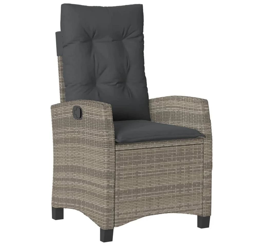 vidaXL Gartensessel Grau Verstellbar mit Kissen Poly Rattan - Bild 2