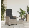 vidaXL Gartensessel Grau Verstellbar mit Kissen Poly Rattan Bild 3