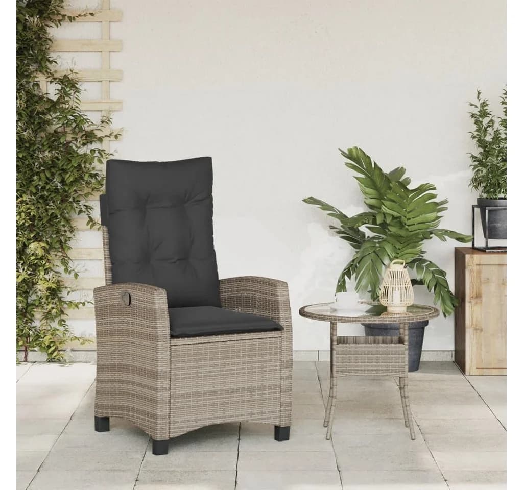 vidaXL Gartensessel Grau Verstellbar mit Kissen Poly Rattan - Bild 3