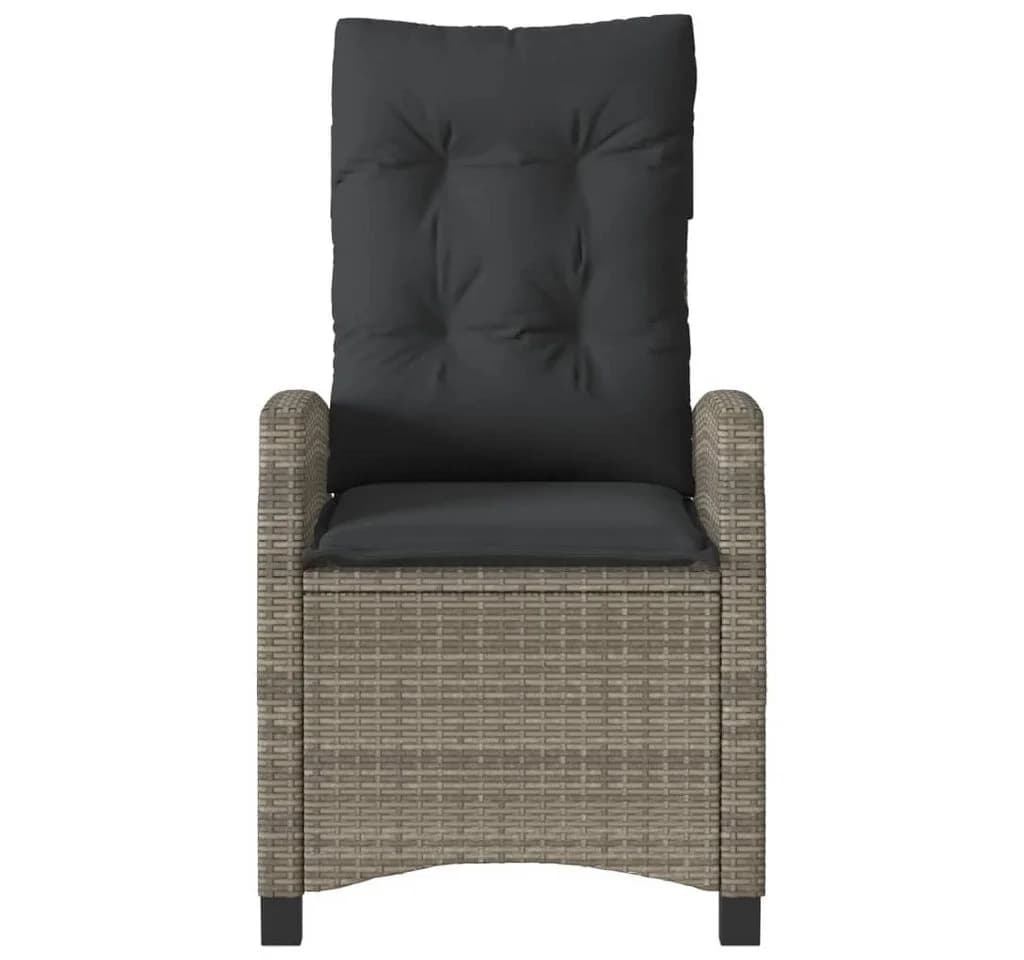 vidaXL Gartensessel Grau Verstellbar mit Kissen Poly Rattan - Bild 4