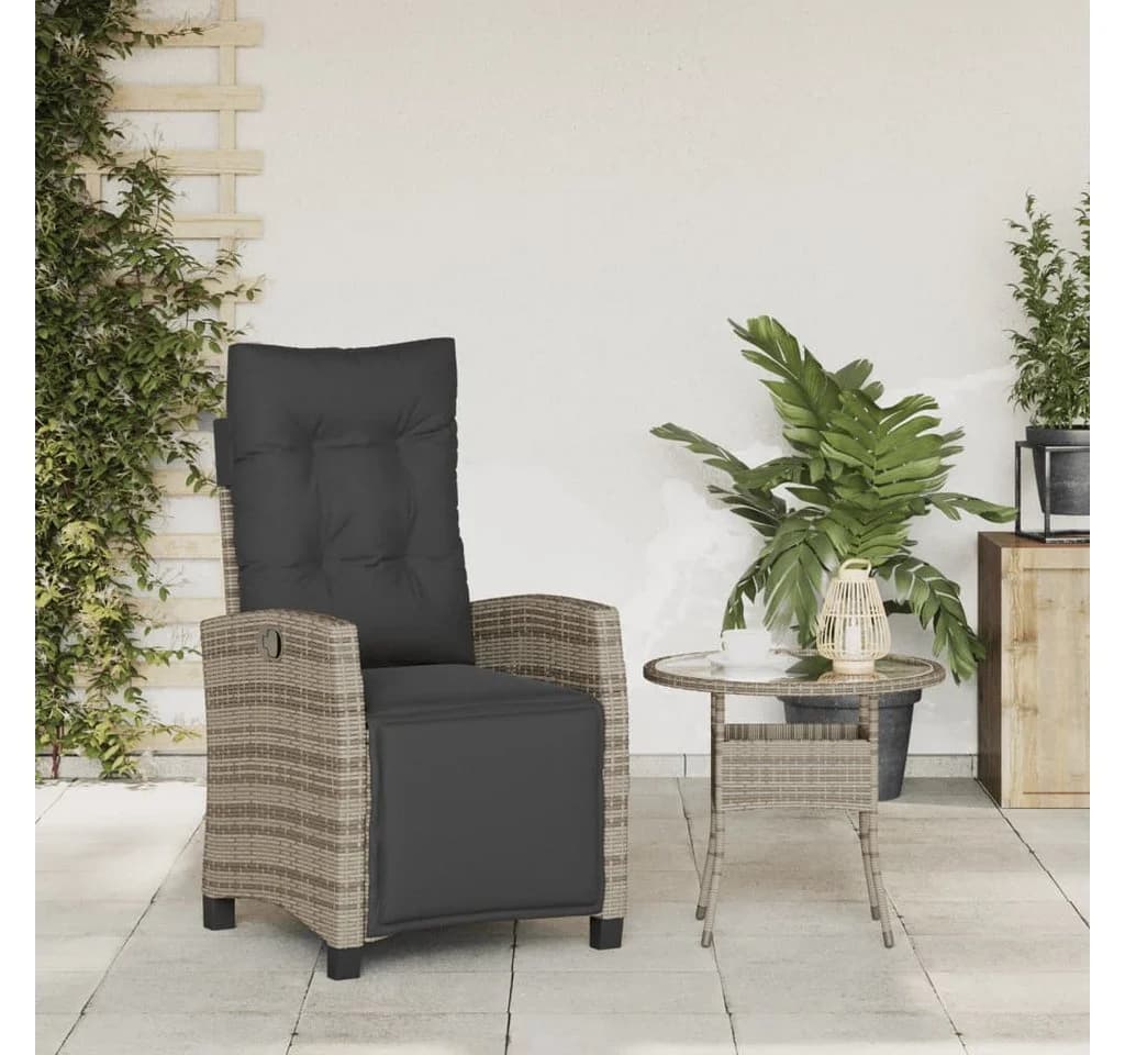 vidaXL Gartensessel Grau mit verstellbarer Rückenlehne und Fußteil - Bild 3