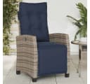 vidaXL Gartenstuhl Grau Poly Rattan mit verstellbarer Rückenlehne Bild 1