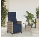 vidaXL Gartenstuhl Grau Poly Rattan mit verstellbarer Rückenlehne Bild 3
