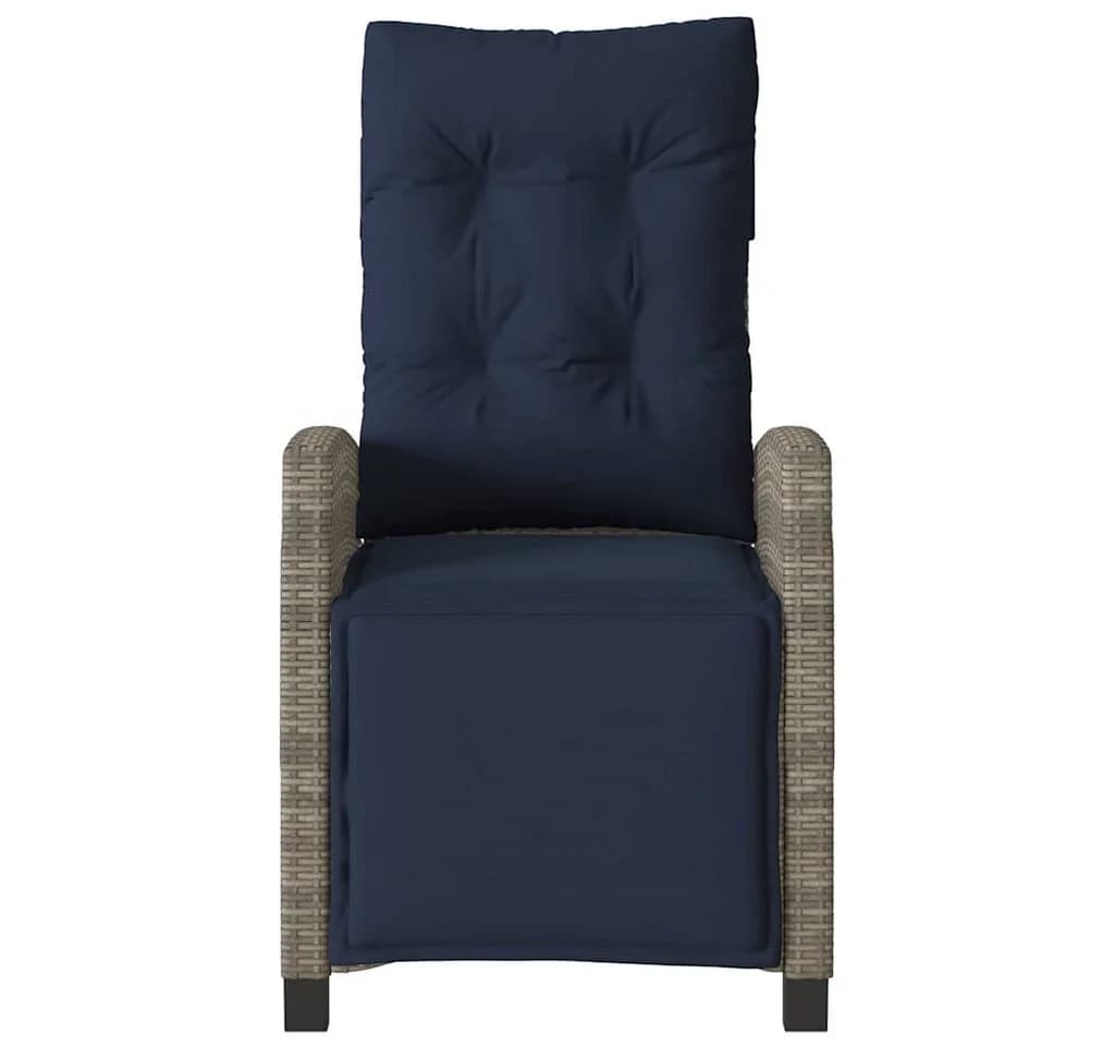 vidaXL Gartenstuhl Grau Poly Rattan mit verstellbarer Rückenlehne - Bild 4