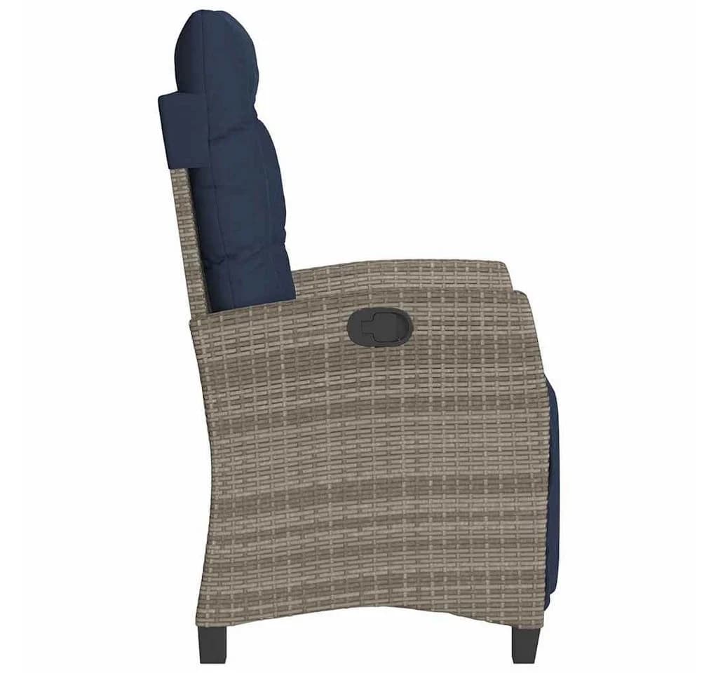 vidaXL Gartenstuhl Grau Poly Rattan mit verstellbarer Rückenlehne - Bild 5
