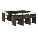 vidaXL Garten-Essgruppe 7-tlg. Braun Poly Rattan mit Kissen Bild 2