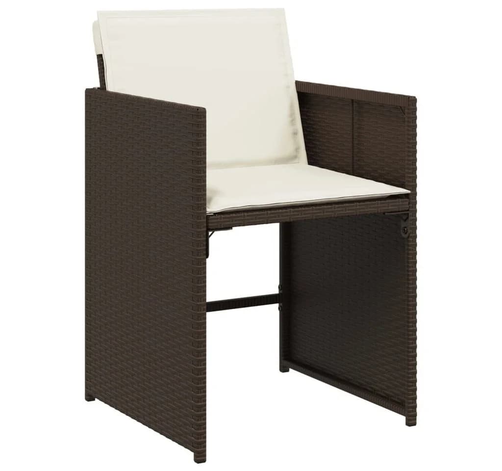 vidaXL Garten-Essgruppe 7-tlg. Braun Poly Rattan mit Kissen - Bild 5