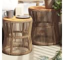 vidaXL Gartentisch-Set 2-tlg. Beige Poly Rattan mit Holzplatte Bild 1