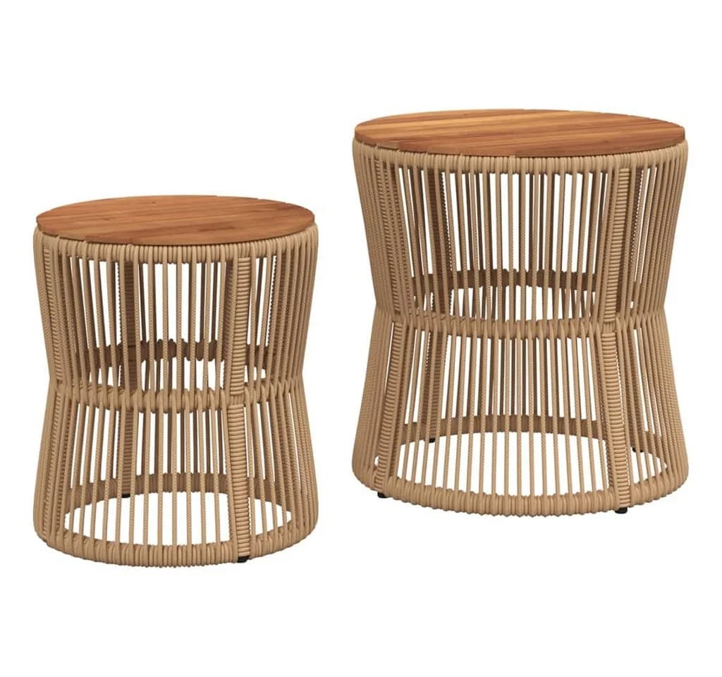vidaXL Gartentisch-Set 2-tlg. Beige Poly Rattan mit Holzplatte - Bild 2
