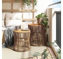 vidaXL Gartentisch-Set 2-tlg. Beige Poly Rattan mit Holzplatte Bild 3