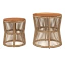 vidaXL Gartentisch-Set 2-tlg. Beige Poly Rattan mit Holzplatte Bild 4