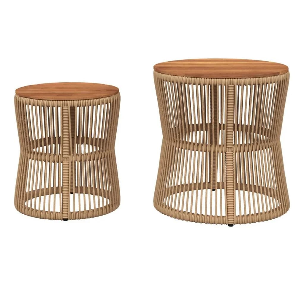 vidaXL Gartentisch-Set 2-tlg. Beige Poly Rattan mit Holzplatte - Bild 4