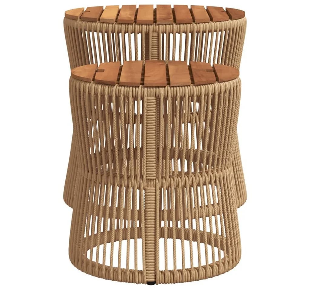 vidaXL Gartentisch-Set 2-tlg. Beige Poly Rattan mit Holzplatte - Bild 5