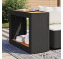 vidaXL Gartentisch Schwarz Poly Rattan mit Holzplatte Bild 3