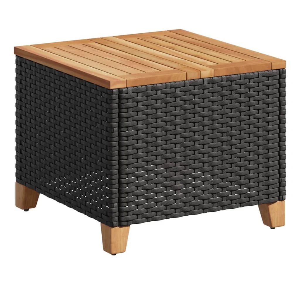 vidaXL Gartentisch Schwarz Poly Rattan Holz - Bild 2