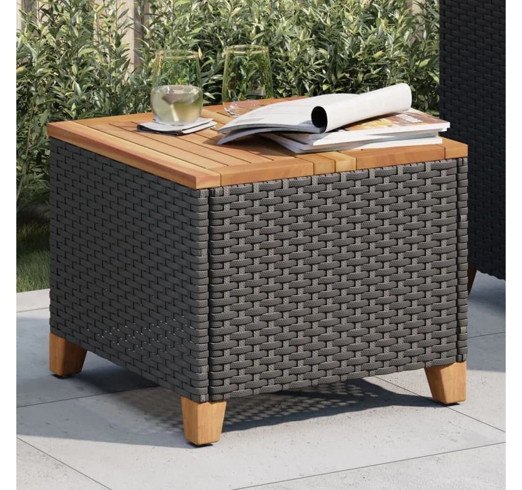 vidaXL Gartentisch Schwarz Poly Rattan Holz - Bild 3