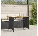 vidaXL Gartentisch Schwarz Poly Rattan mit Holzplatte Bild 3