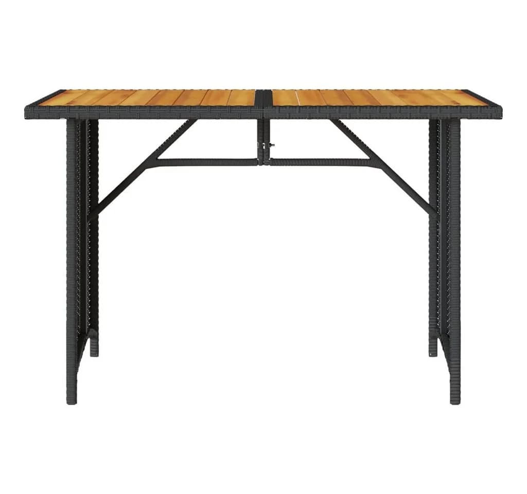 vidaXL Gartentisch Schwarz Poly Rattan mit Holzplatte - Bild 4